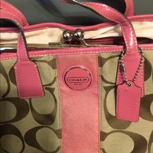 Brown and pink Coach Purse